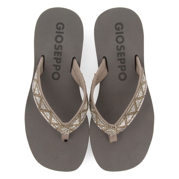 Cize women's grey sandals with decorative crystals