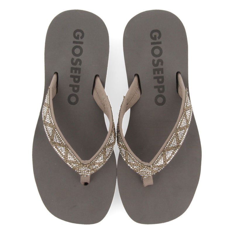 Cize women's grey sandals with decorative crystals