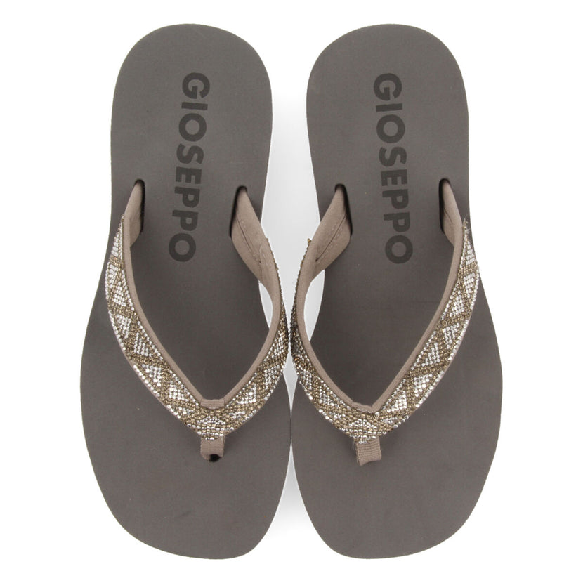 Chinela cor cinzento com adorno de cristais para mulher cize