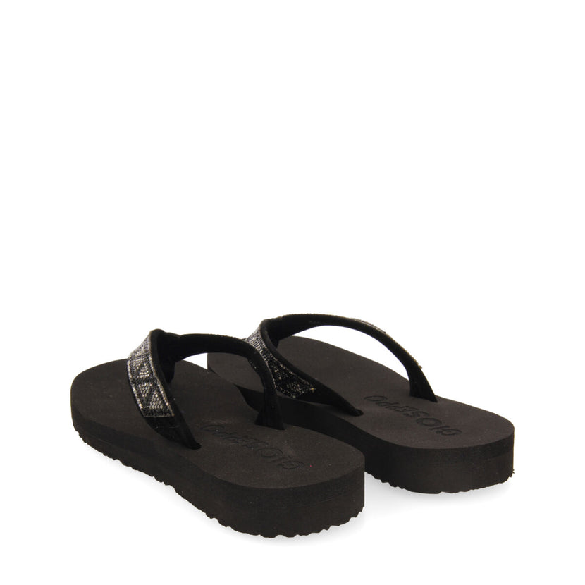 Cize women's black sandals with decorative crystals