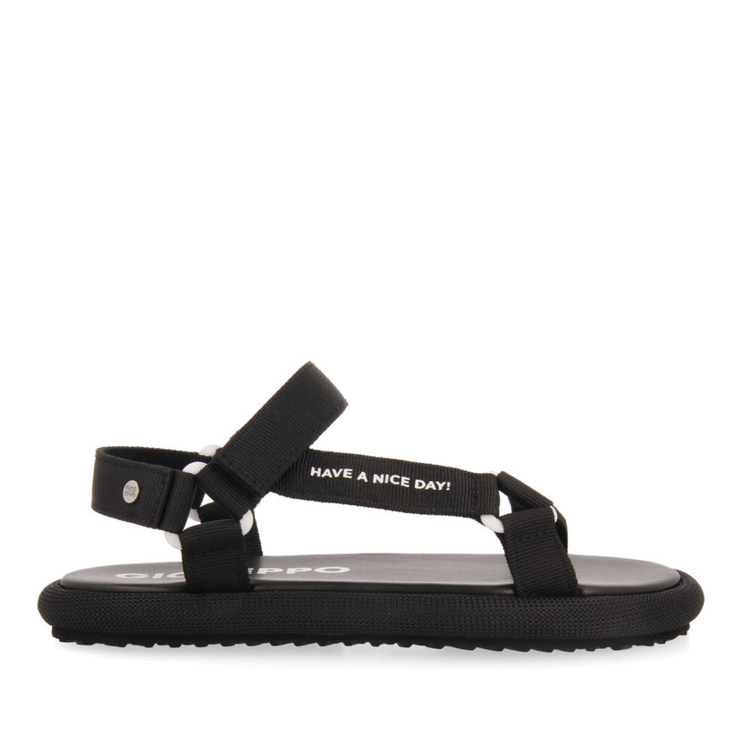 Sandalias negras con tiras y cierre ajustable para mujer navirai