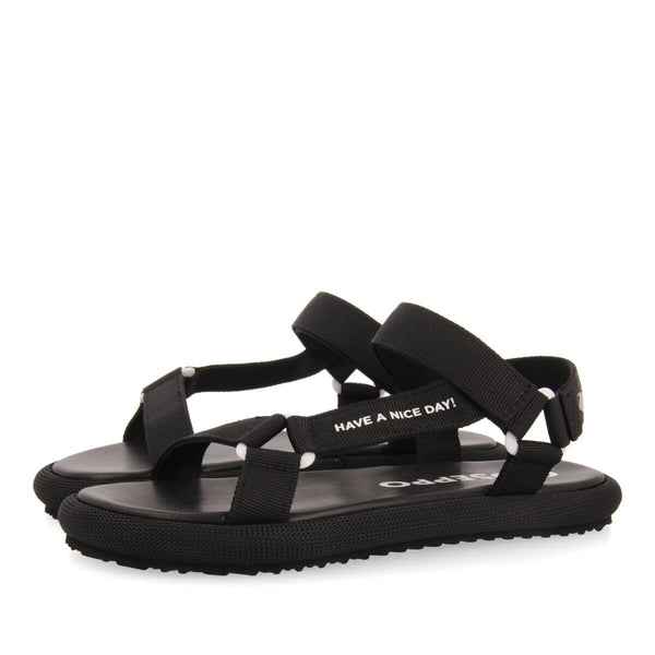 Sandalias negras con tiras y cierre ajustable para mujer navirai