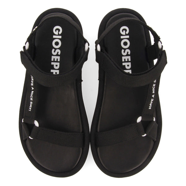 Sandalias negras con tiras y cierre ajustable para mujer navirai