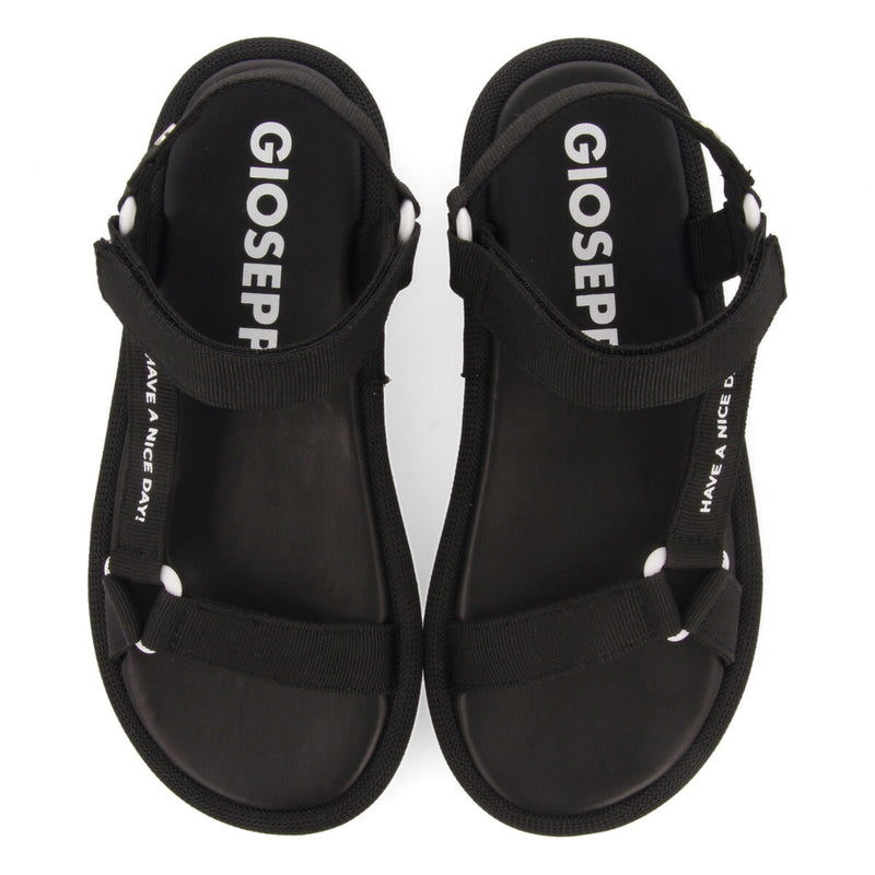 Sandalias negras con tiras y cierre ajustable para mujer navirai
