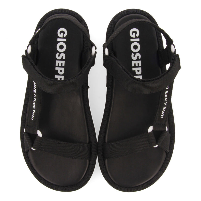 Sandalias negras con tiras y cierre ajustable para mujer navirai
