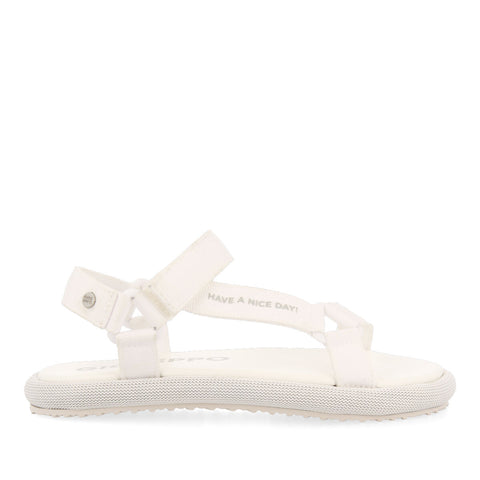 SANDALIAS OFF-WHITE CON TIRAS Y CIERRE AJUSTABLE PARA MUJER NAVIRAI