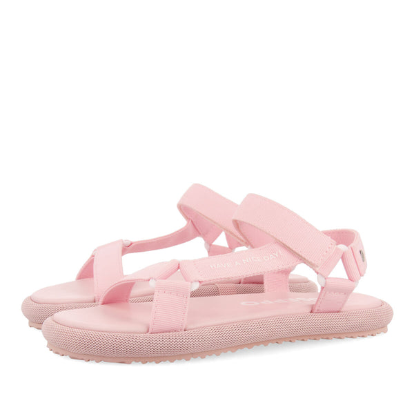 Sandalias rosa con tiras y cierre ajustable para mujer navirai