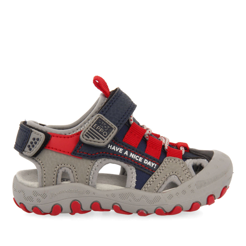 Berilo babies grey sports sandals with colourful accents