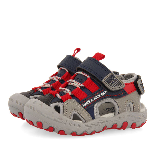 Berilo babies grey sports sandals with colourful accents