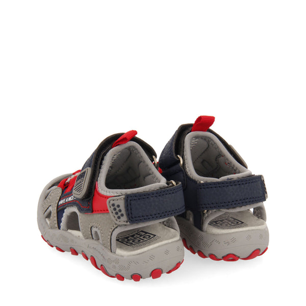 Berilo babies grey sports sandals with colourful accents