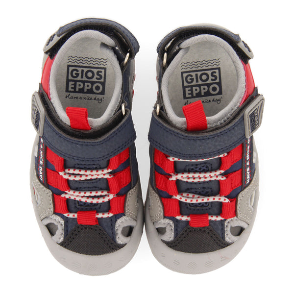 Berilo babies grey sports sandals with colourful accents