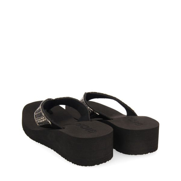 Apiaca women's black wedges with decorative stones