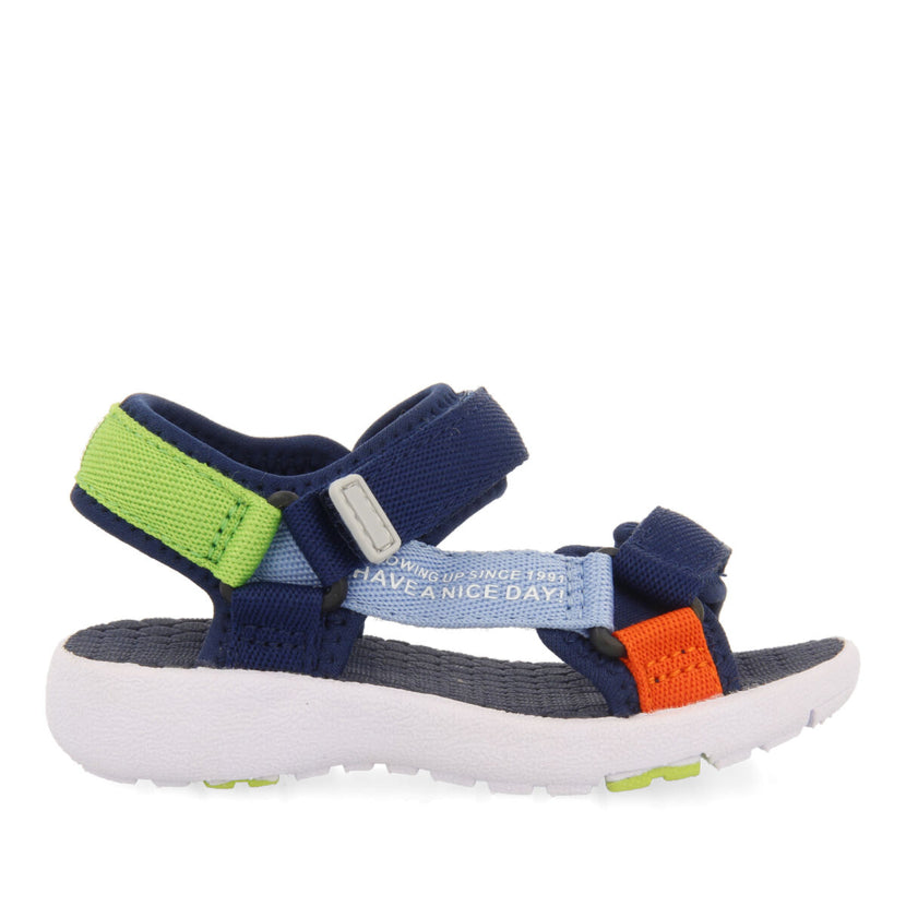 Bardon babies navy blue sports sandals with multicoloured ties
