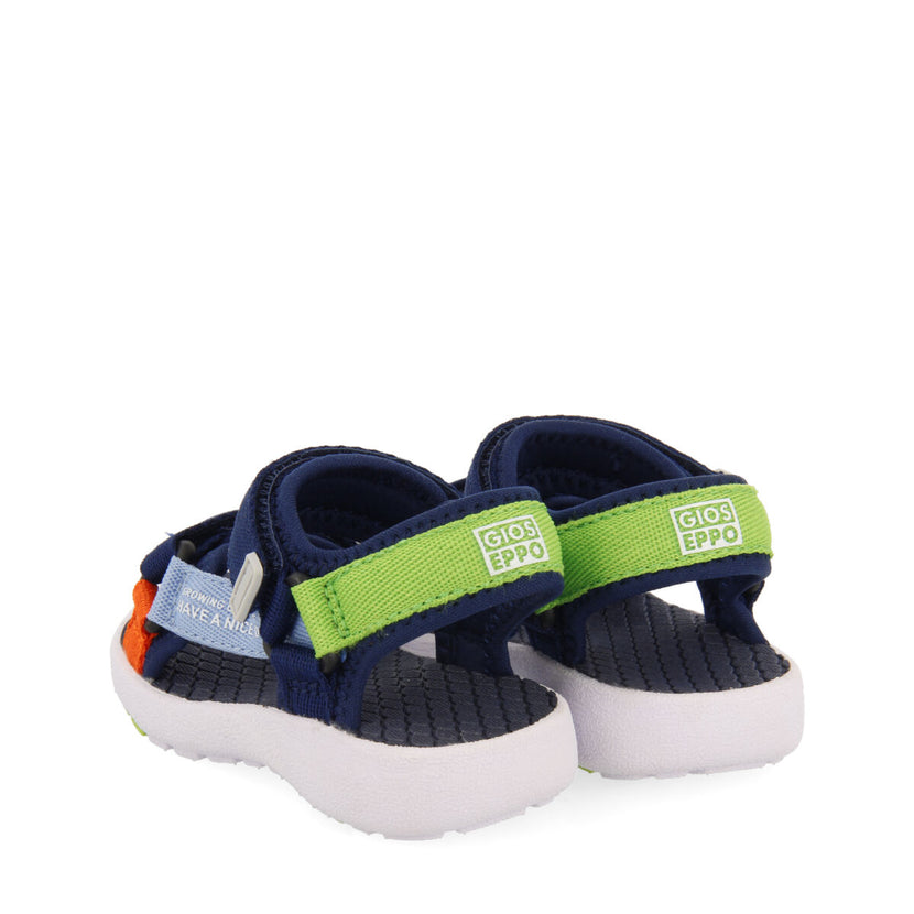 Bardon babies navy blue sports sandals with multicoloured ties