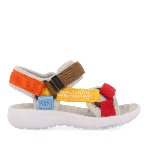 BARDON BABIES GREY SPORTS SANDALS WITH MULTICOLOURED TIES