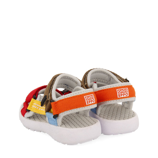 Bardon babies grey sports sandals with multicoloured ties