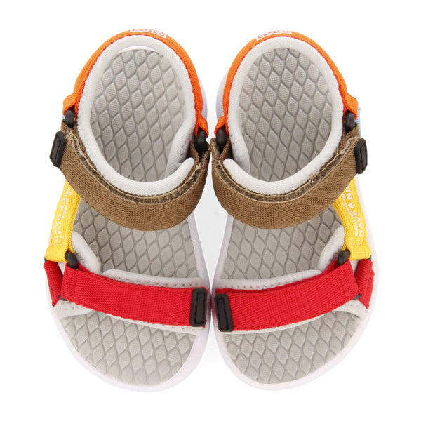 Bardon babies grey sports sandals with multicoloured ties