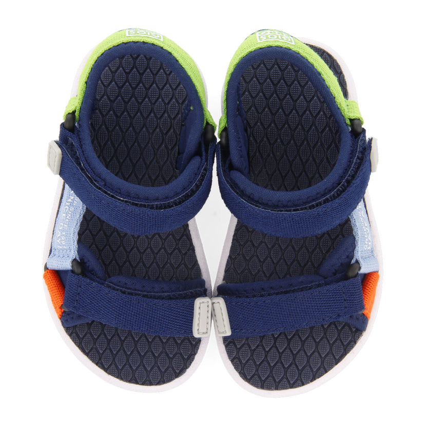Bardon babies navy blue sports sandals with multicoloured ties