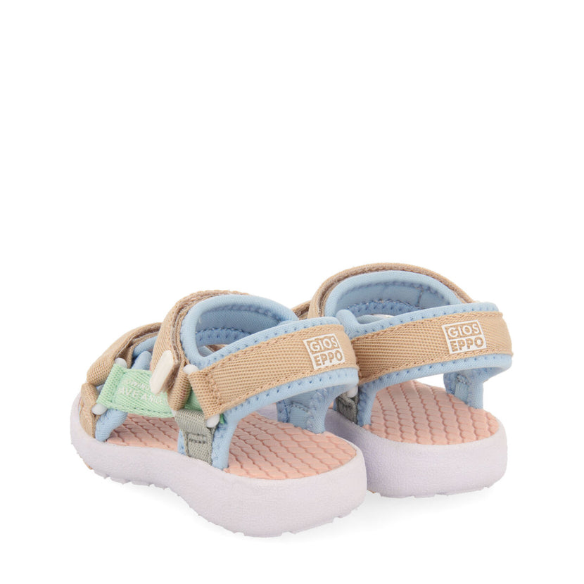 Sandalias de aspecto deportivo color turquesa con cintas multicolores para bebé rochedo