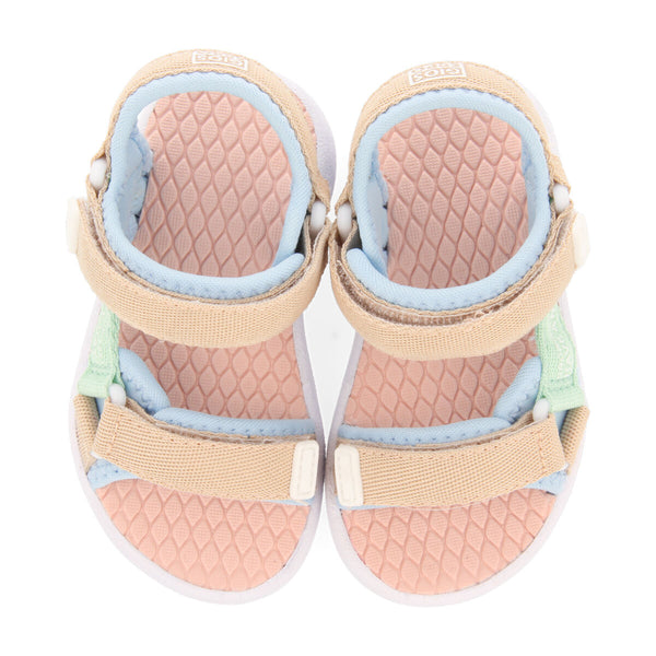 Sandalias de aspecto deportivo color turquesa con cintas multicolores para bebé rochedo