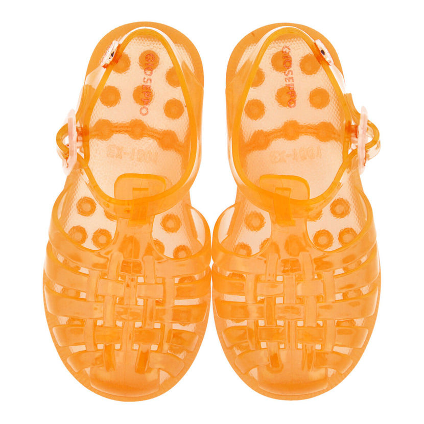 Sandali da pescatore arancioni dal look retro da bambina pompeu