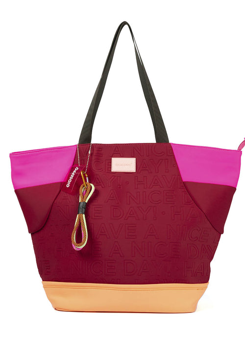 Bolso shopper de neopreno color burdeos para mujer alagoa