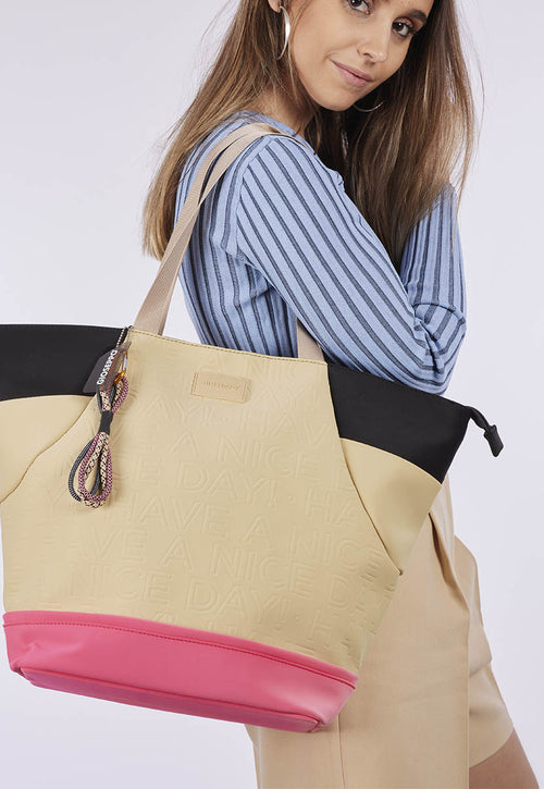 Alagoa women's tan neoprene shopper bag