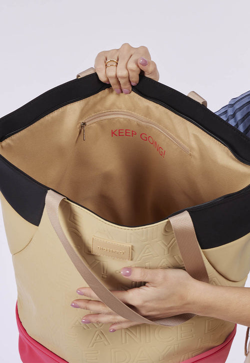 Alagoa women's tan neoprene shopper bag