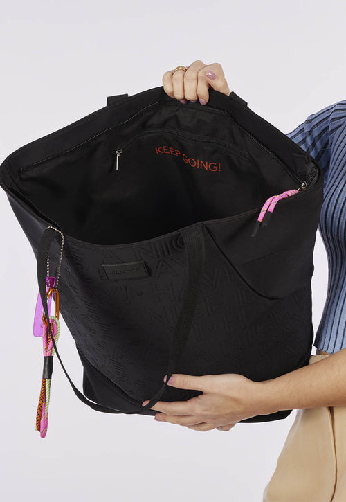 Alagoa women's black neoprene shopper bag