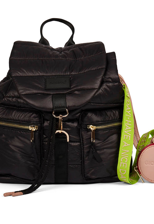 Quinsac women's black cushioned backpack with accessories