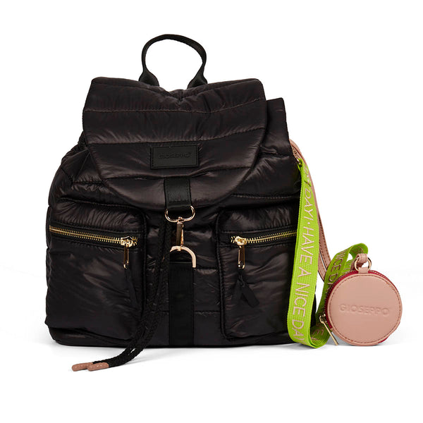 Quinsac women's black cushioned backpack with accessories