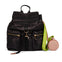 Mochila acolchoada cor preto com acessórios para mulher quinsac