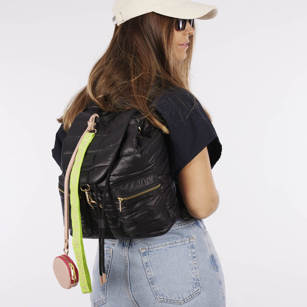 Quinsac women's black cushioned backpack with accessories