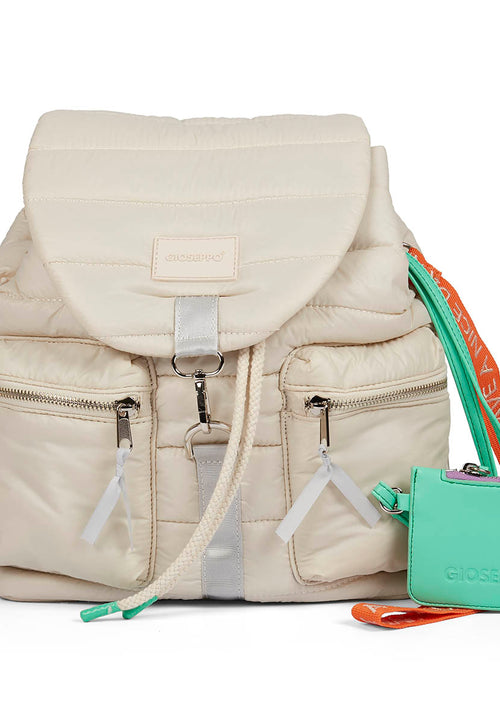 Quinsac women's off-white cushioned backpack with accessories