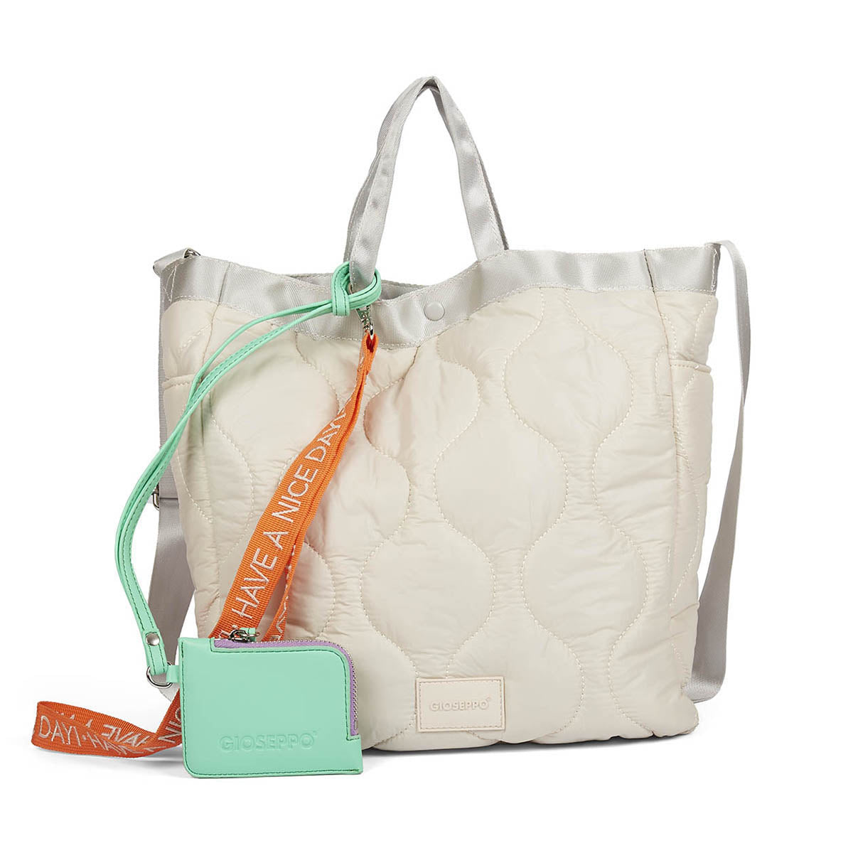 Sabara women's off-white cushioned shopper bag with accessories