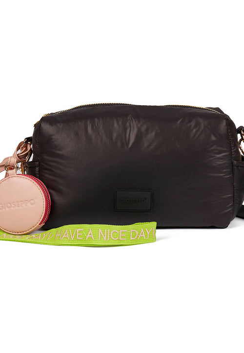 Borsa a tracolla imbottita nera con accessori per donna varjao