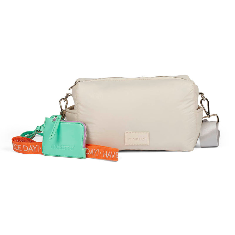 Varjao women's off-white cushioned crossbody bag with accessories
