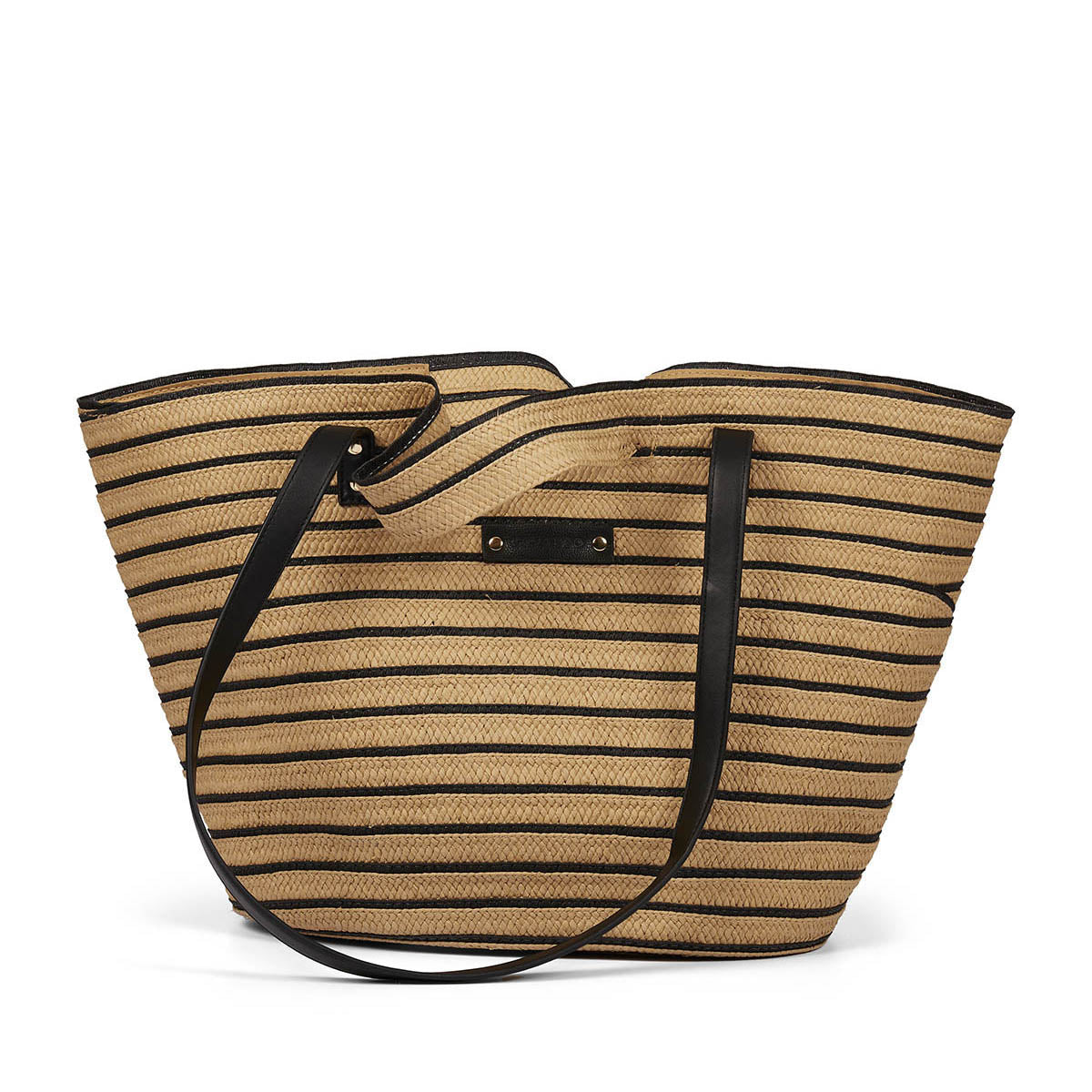 Esley women's black stripy raffia straw bag