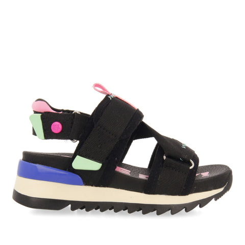 COSALA GIRLS ADJUSTABLE BLACK MESH SPORTS SANDALS