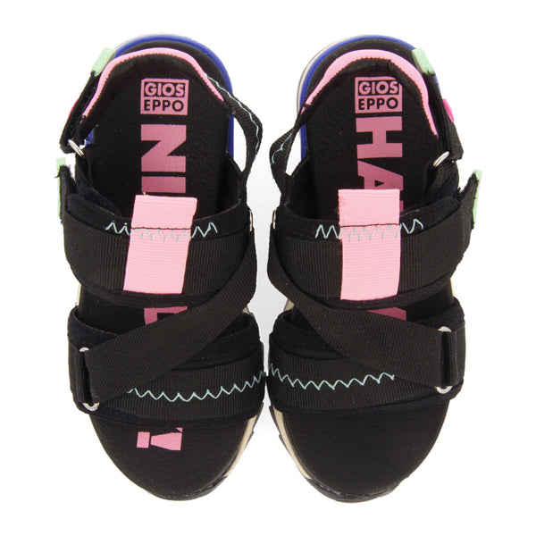 Cosala girls adjustable black mesh sports sandals