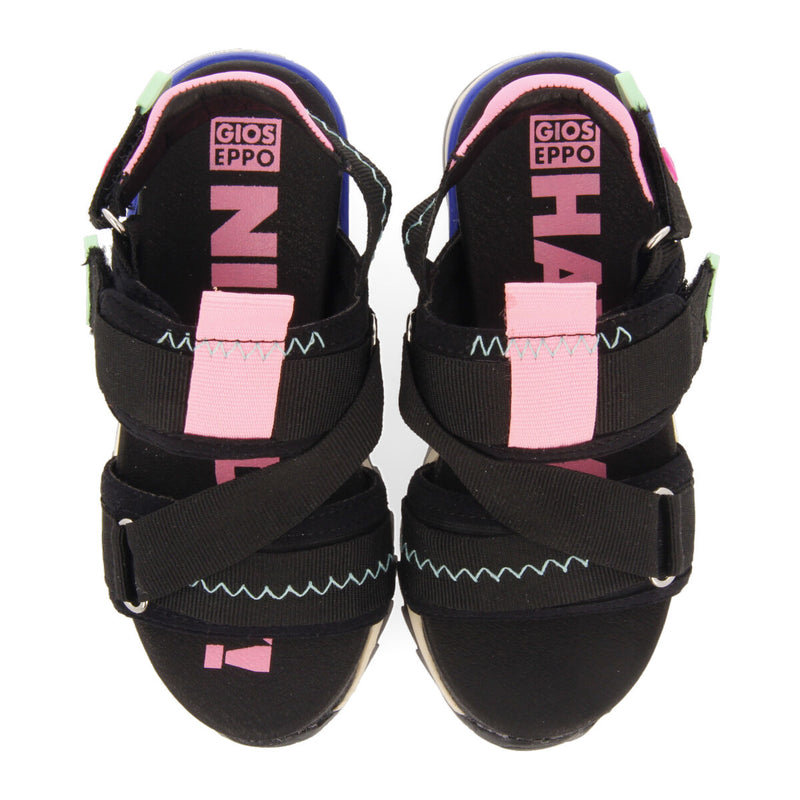 Cosala girls adjustable black mesh sports sandals