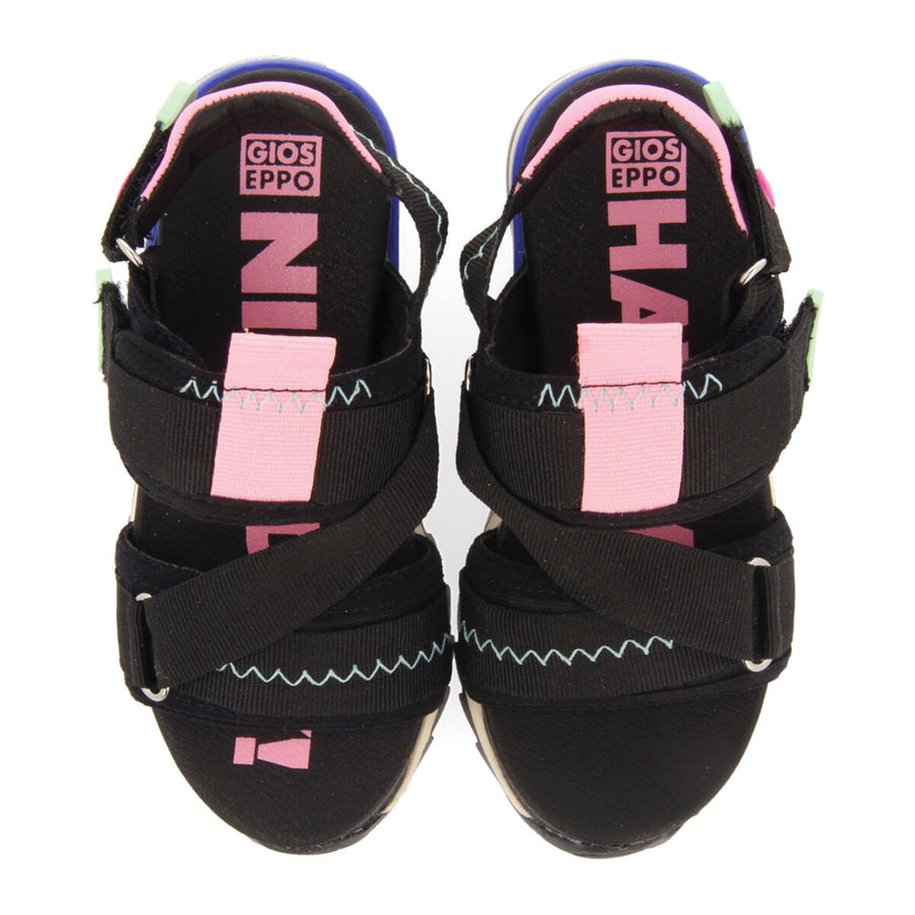 Cosala girls adjustable black mesh sports sandals