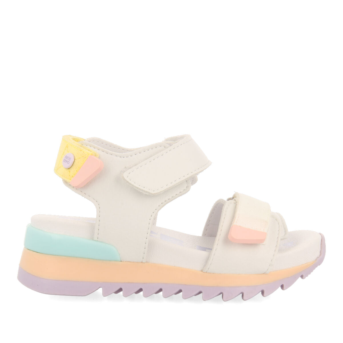 Thiotte girls sandals with white adjustable straps with colourful accents