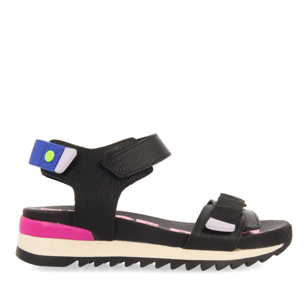 Thiotte girls sandals with black adjustable straps with colourful accents