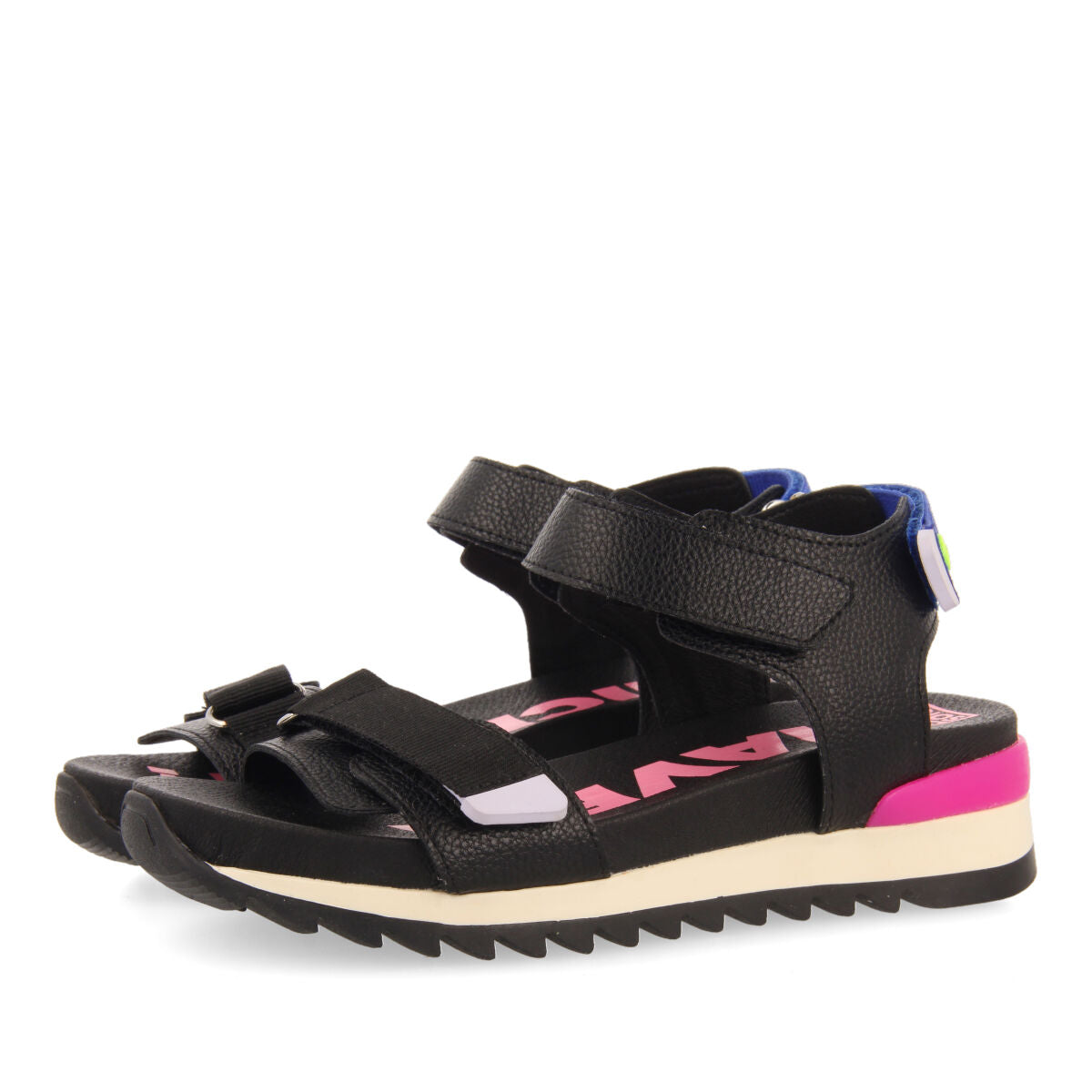 Thiotte girls sandals with black adjustable straps with colourful accents