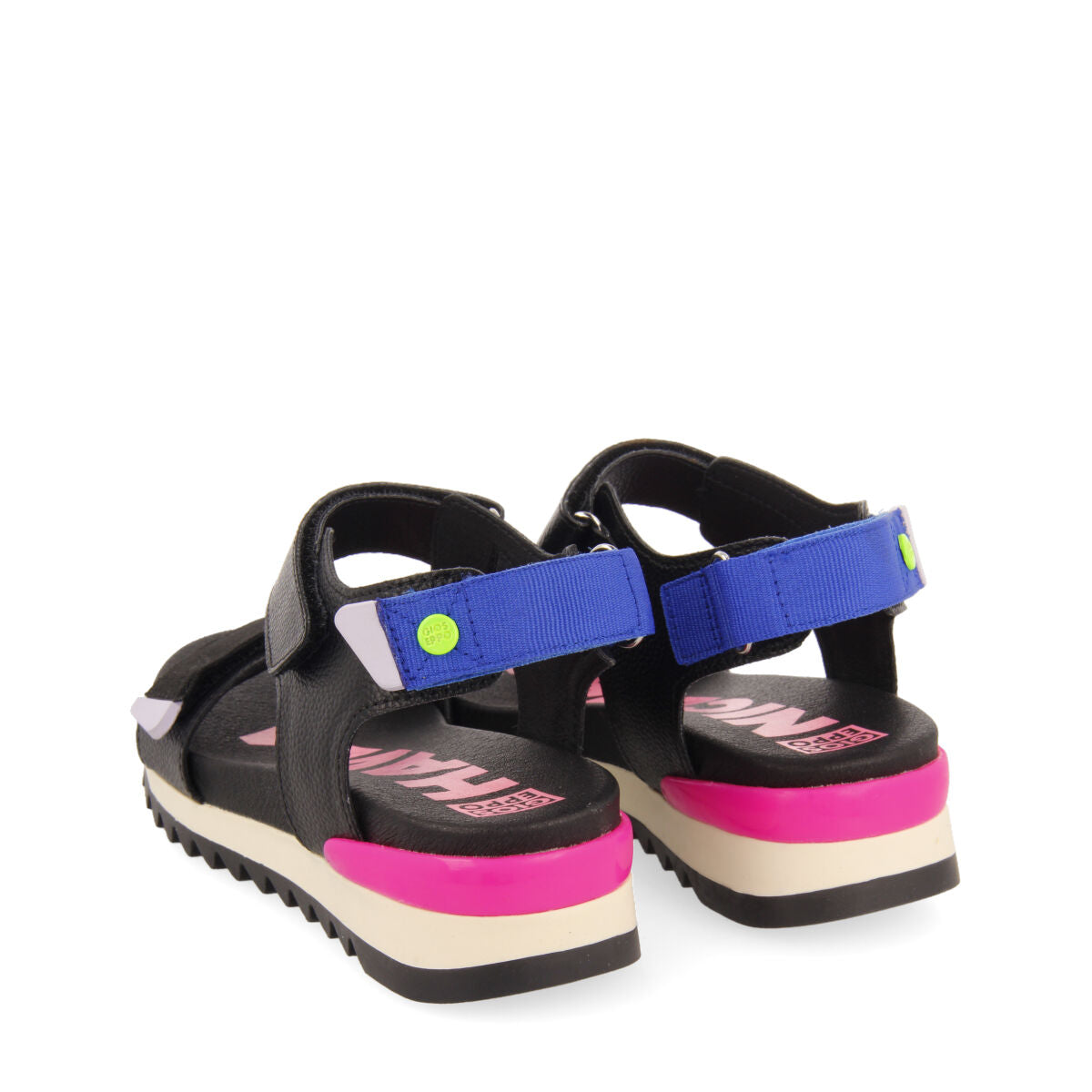 Thiotte girls sandals with black adjustable straps with colourful accents