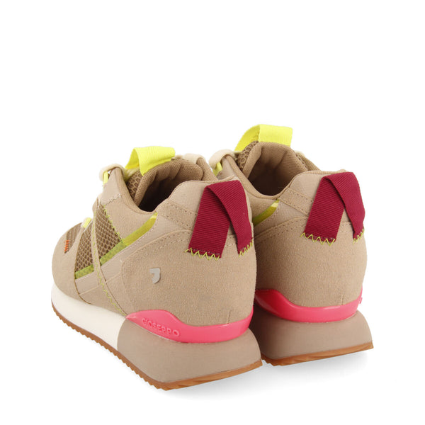 Sanssat women's beige textured sneakers with inner wedges