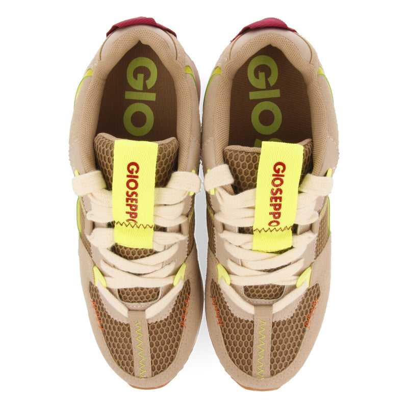 Sanssat women's beige textured sneakers with inner wedges