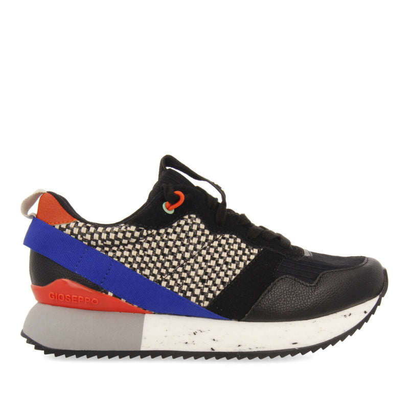 Sneakers negras con texturas y detalles para mujer luzon 