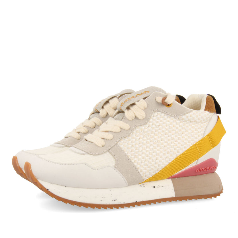 Sneakers bianche con texture e dettagli con zeppa interna per donna evosges 
